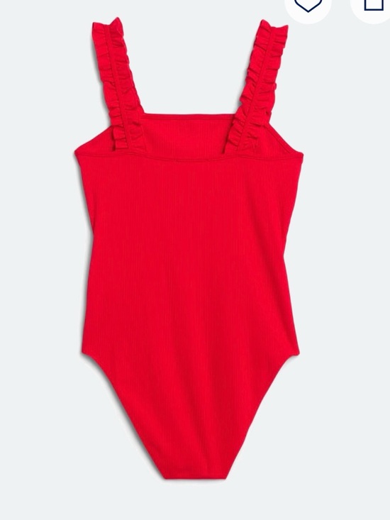 KAILEIGH Raina Ruffle Straps Knit Bodysuit Top - Small - Red - Picture 2 of 14
